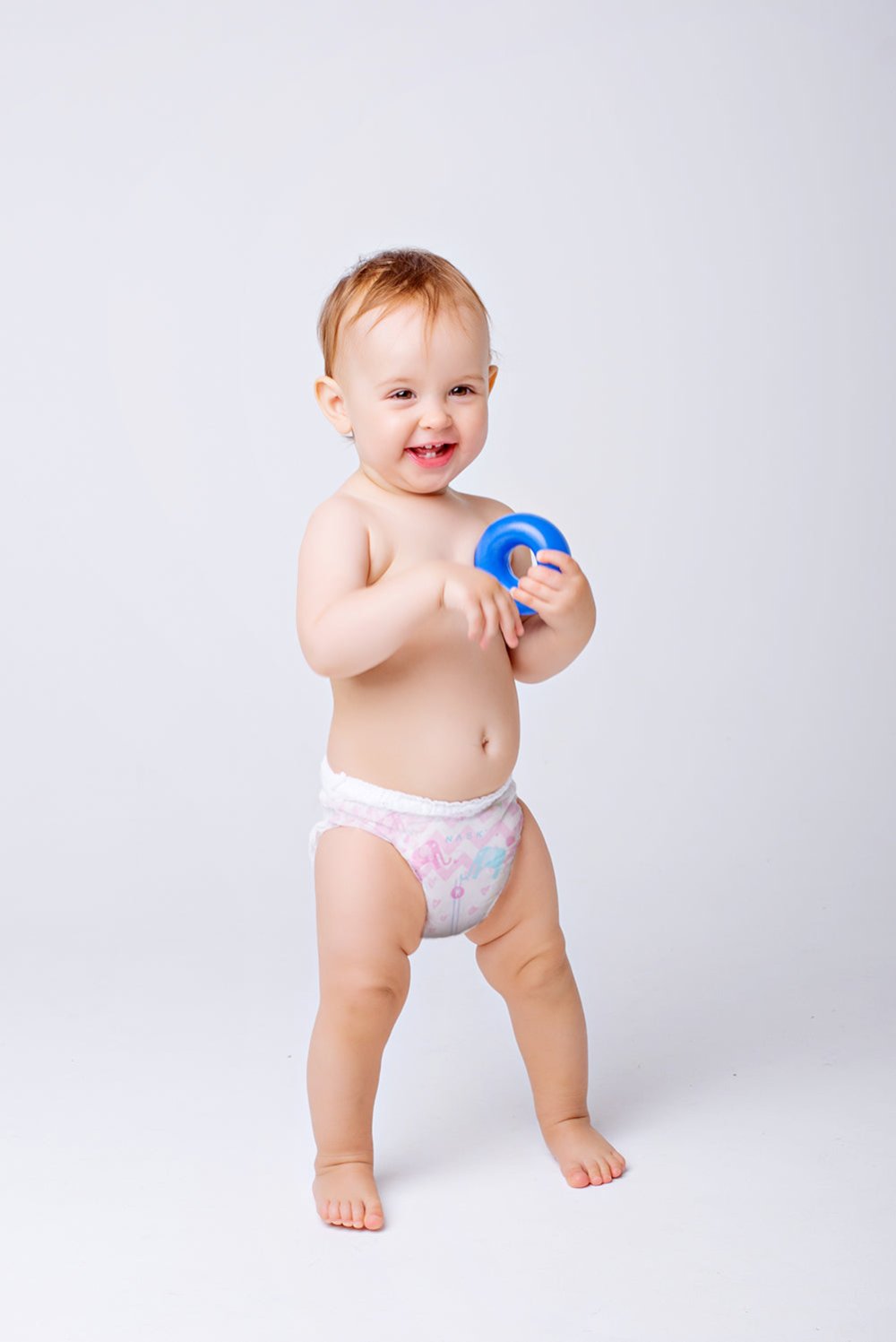 Nask Baby wearing baby diaper in M size