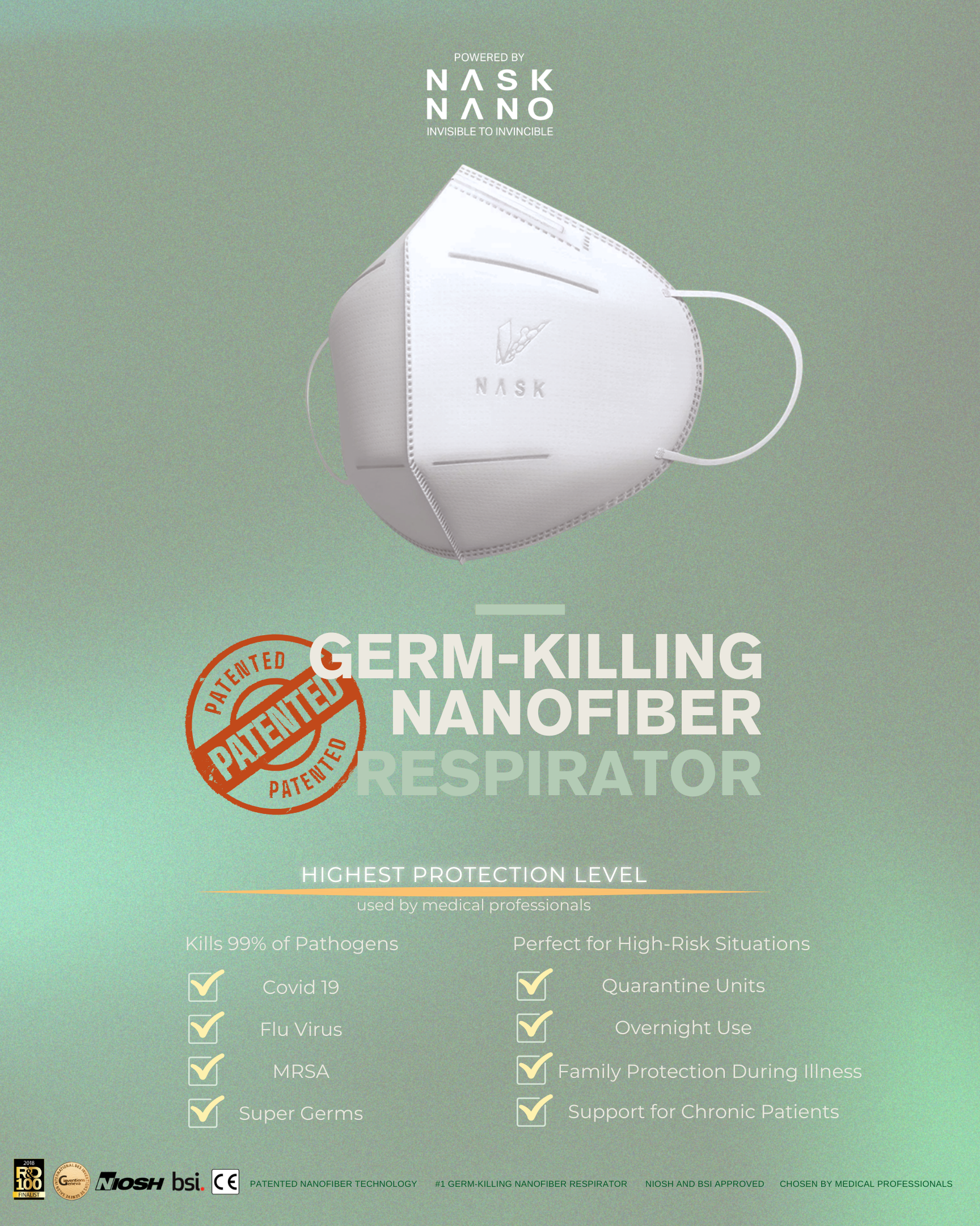 NASK nanofiber respirators